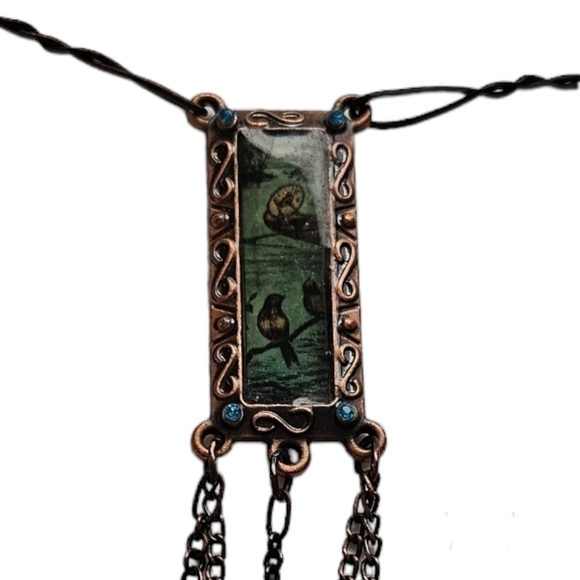 Unique handmade necklace copper aged chain with lobster clasp - Picture 5 of 5